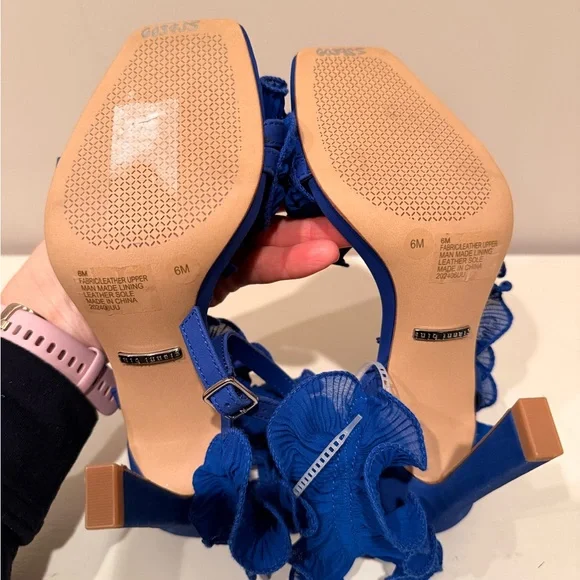 Gianni Bini Royal Blue Ruffled High Heel Sandals - Picture 8 of 10